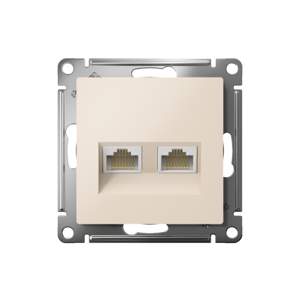 AtlasDesign Бежевый Розетка 2-ая компьютерная RJ45+RJ45, кат.5E, механизм | ATN000285 | SE — фото