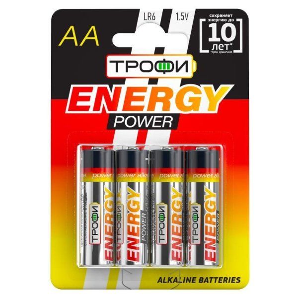 Батарейка щелочная (алкалиновая) LR6-4BL (40/640/20480) (AA)  | C0034657 | ТРОФИ — фото