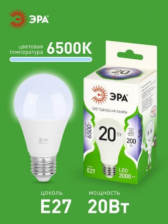 Лампа светодиодная GREEN LINE LED A60-20W-865-E27 GL E27 20 Вт груша холодный свет | Б0067102 | ЭРА — фото