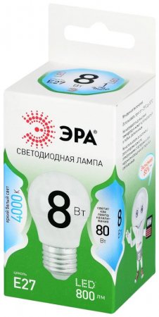 Лампа светодиодная  GREEN LINE LED P45-8W-840-E27 GL E27 8 Вт шар яркий белый свет | Б0067073 | ЭРА — фото
