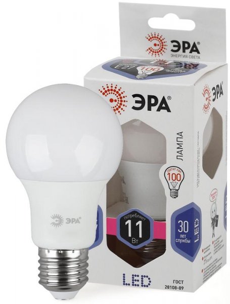 Лампа светодиодная LED 11Вт Е27 6000К smd A60-11W-860-E27 | Б0031394 | ЭРА — фото